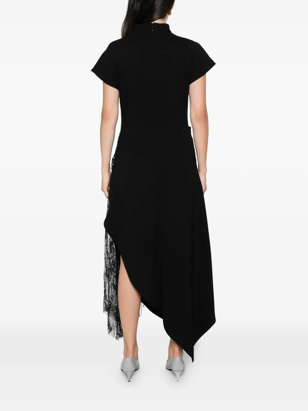 STAUD Effie sequin-embellished fringed maxi dress Zwart