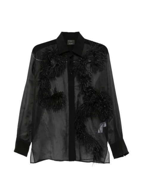 Antonelli feather-trim sheer shirt