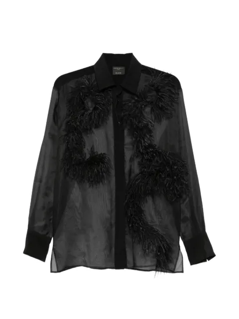 Antonelli feather-trim sheer shirt