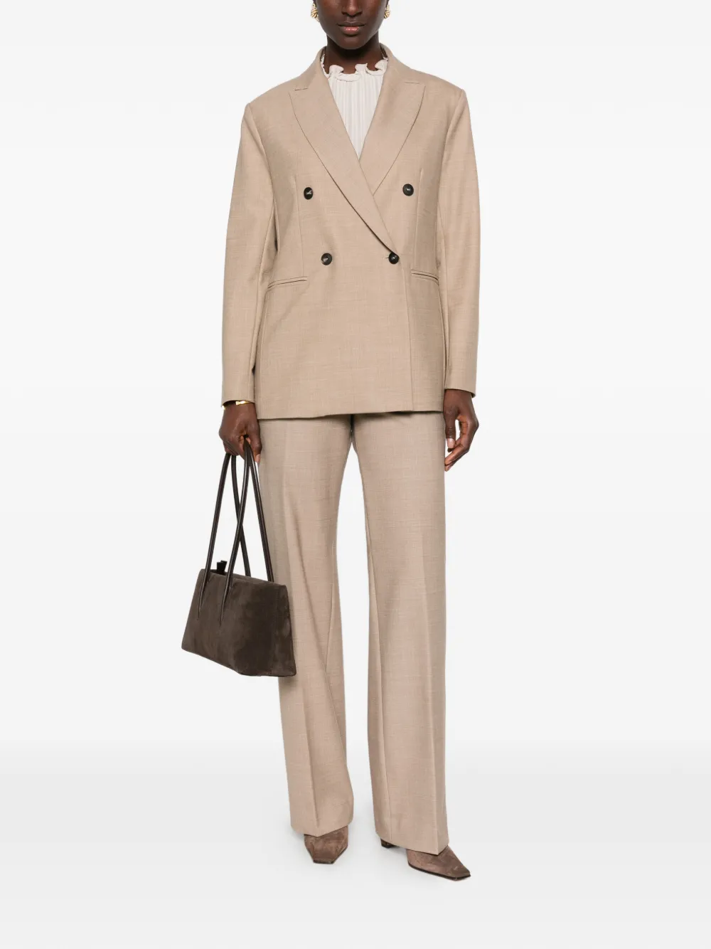 Antonelli pressed-crease wide-leg trousers Beige