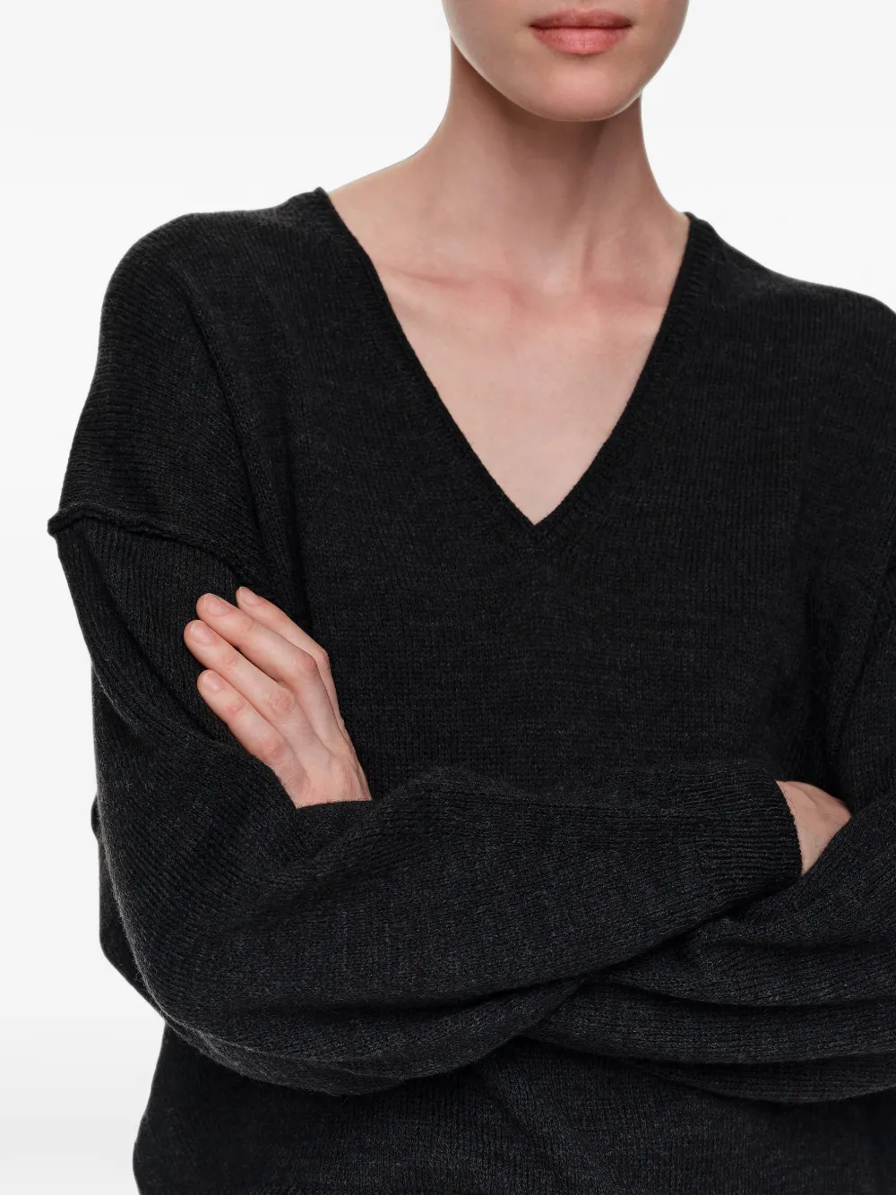 BIMBA Y LOLA Gemêleerde wollen trui met V-hals Zwart