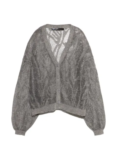 BIMBA Y LOLA gray-melange mohair openwork cardigan