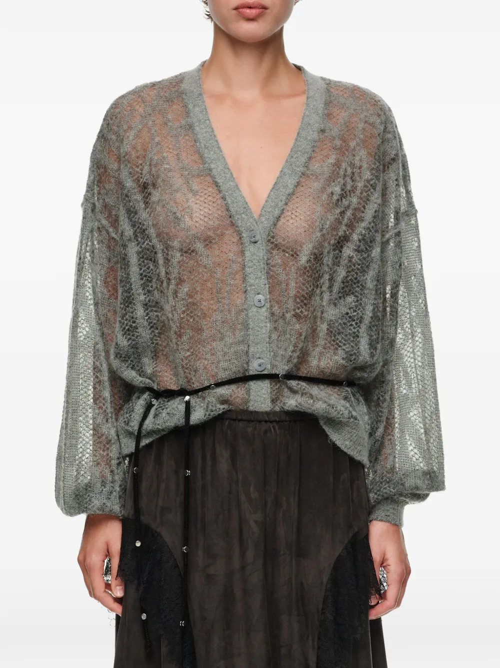 BIMBA Y LOLA Gemêleerd opengewerkt vest van mohair Grijs