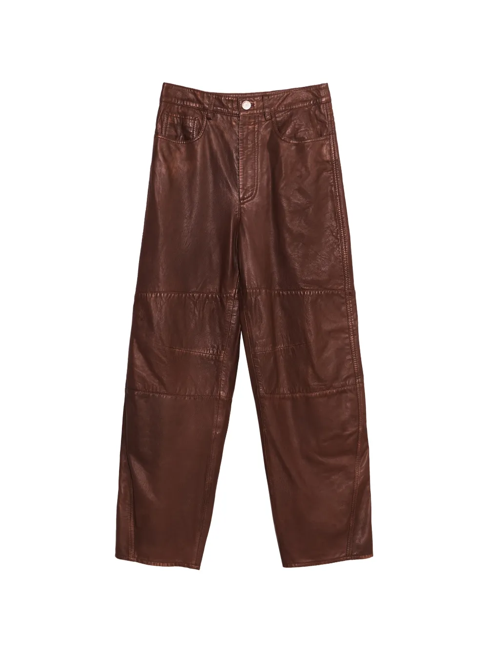 BIMBA Y LOLA washed brown leather 5-pocket trousers
