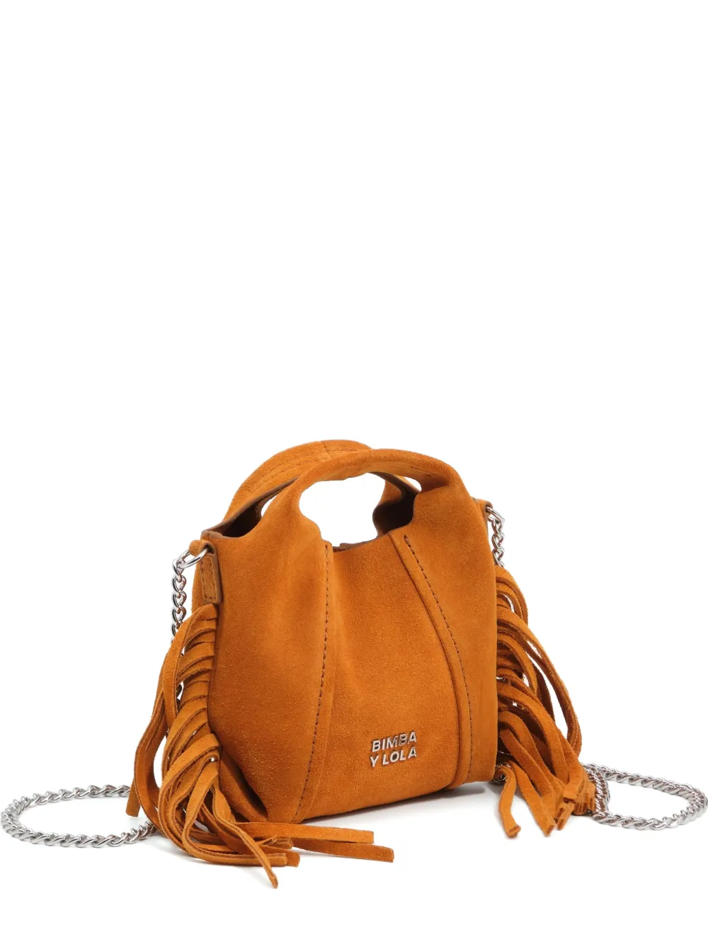 BIMBA Y LOLA Micro Paper Bag aus Wildleder mit Fransen - Orange