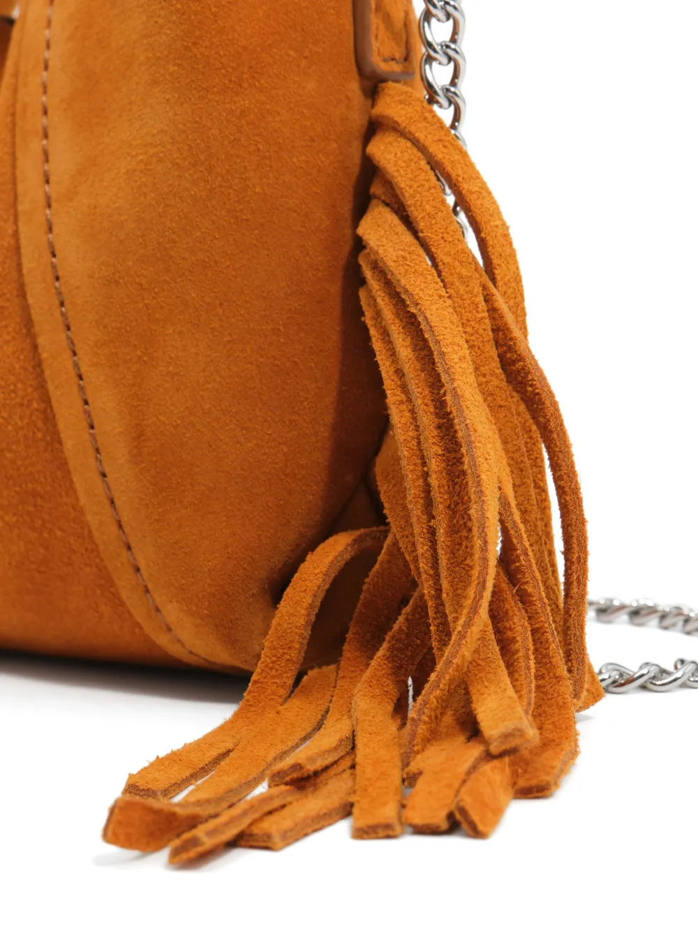 BIMBA Y LOLA Micro Paper suède tas met franje Oranje