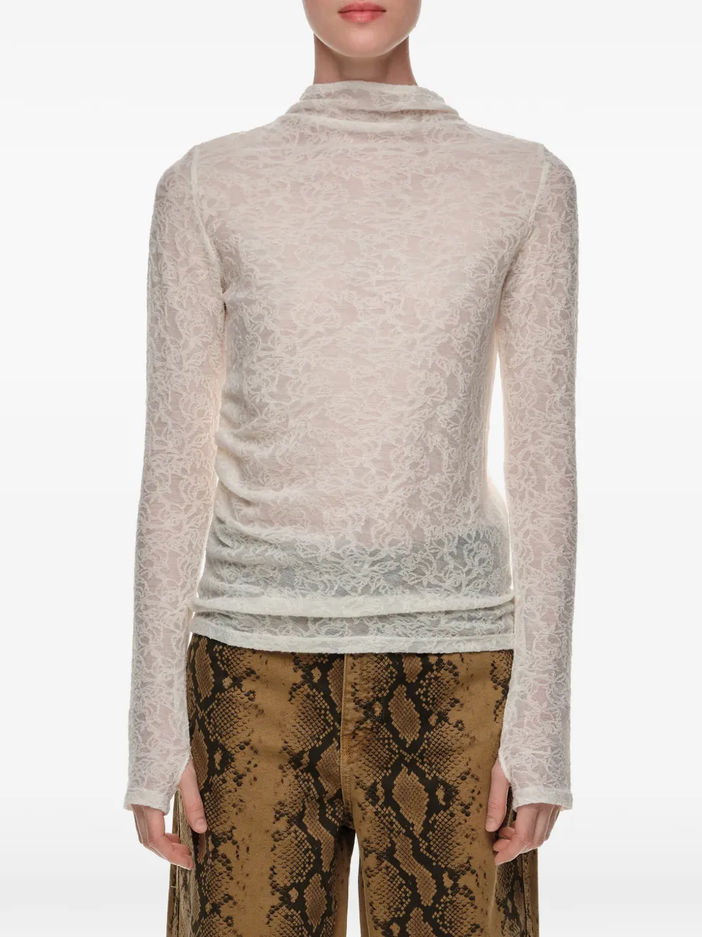 BIMBA Y LOLA Wollen T-shirt met jacquard Wit