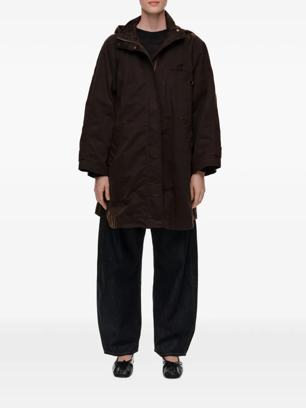 BIMBA Y LOLA Halflange gewaxte trenchcoat met A-lijn Bruin