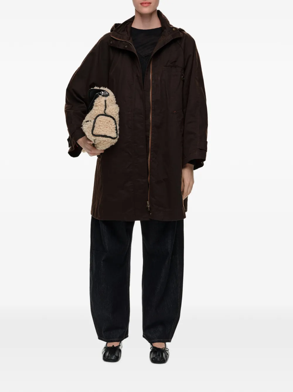 BIMBA Y LOLA Halflange gewaxte trenchcoat met A-lijn Bruin