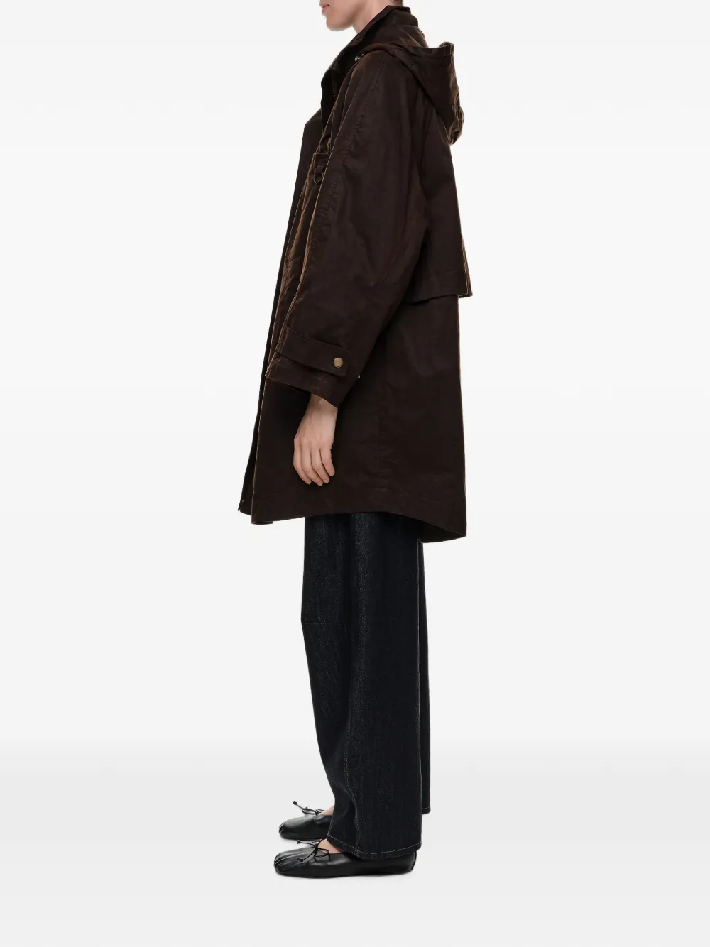 BIMBA Y LOLA Halflange gewaxte trenchcoat met A-lijn Bruin