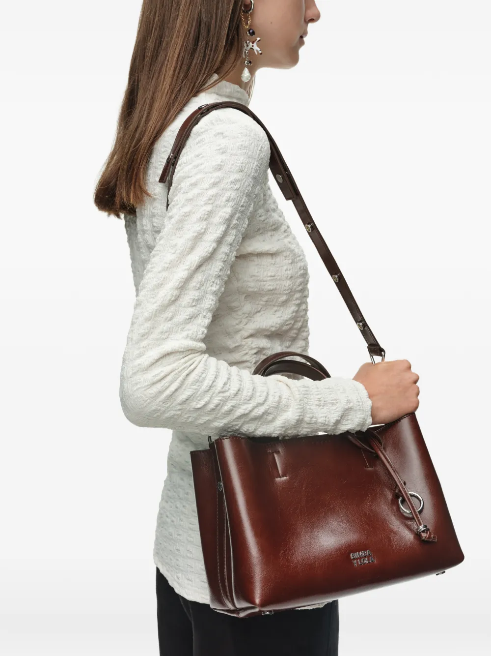 BIMBA Y LOLA Medium Chihuahua leren shopper Bruin