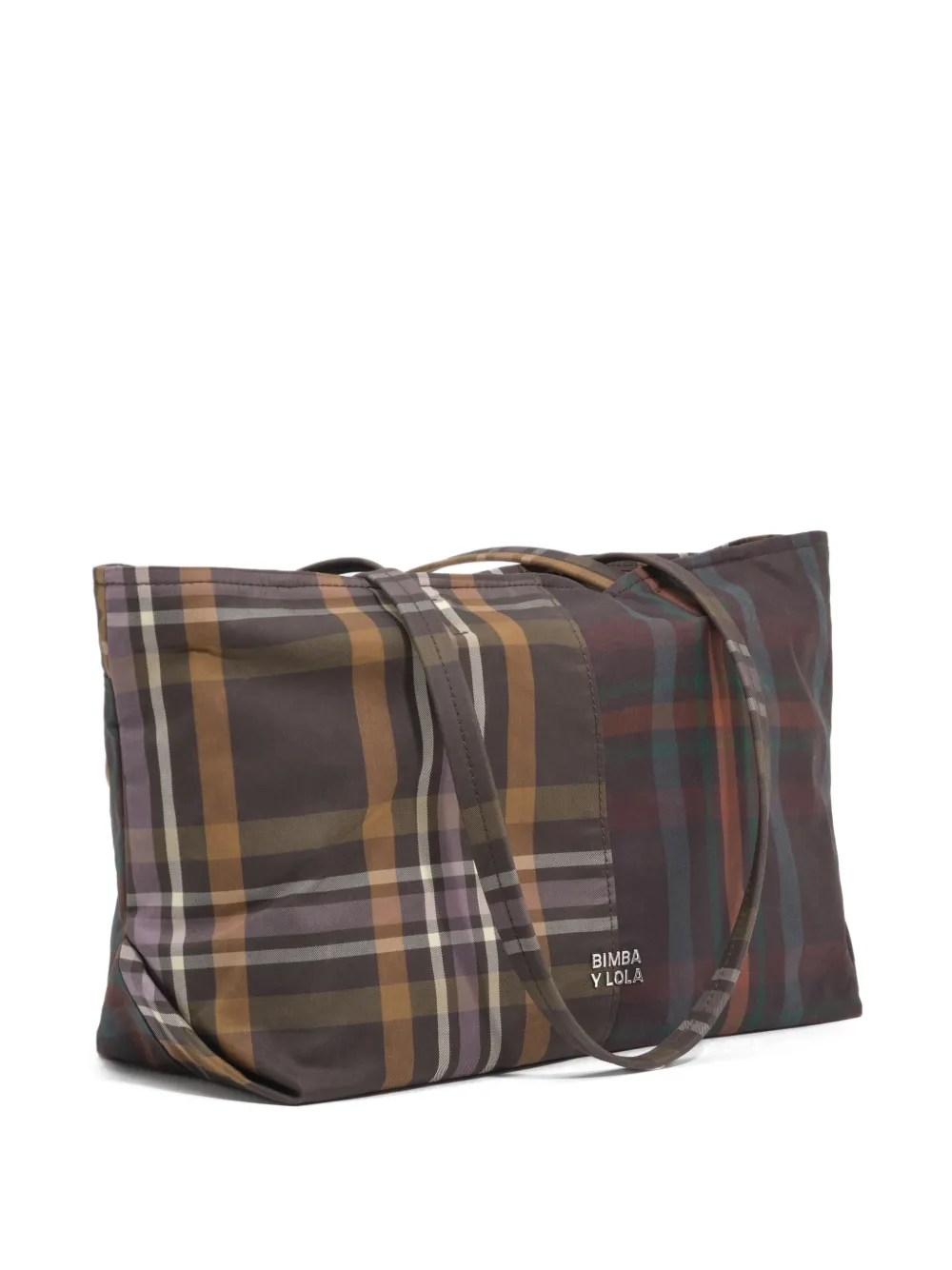 BIMBA Y LOLA sac à main médium à motif tartan vert et chocolat - Marron BIMBA Y LOLA sac à main médium à motif tartan vert et chocolat - Marron