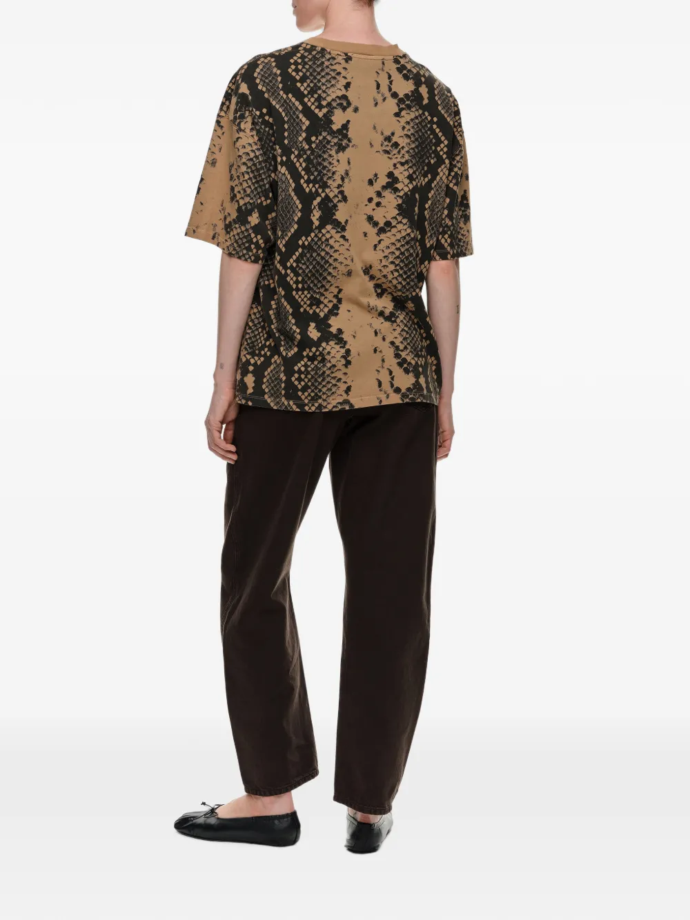 BIMBA Y LOLA Ocher katoenen slangen-T-shirt Beige