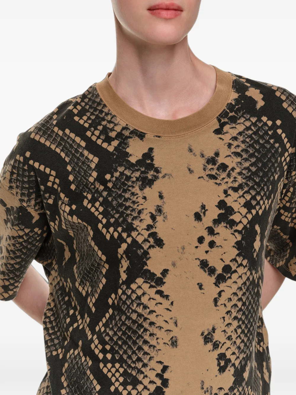 BIMBA Y LOLA Ocher katoenen slangen-T-shirt Beige