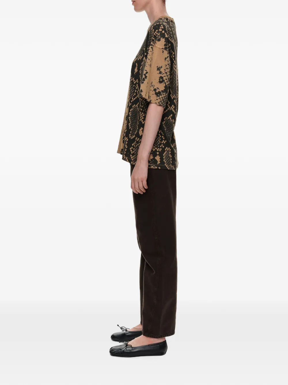BIMBA Y LOLA Ocher katoenen slangen-T-shirt Beige