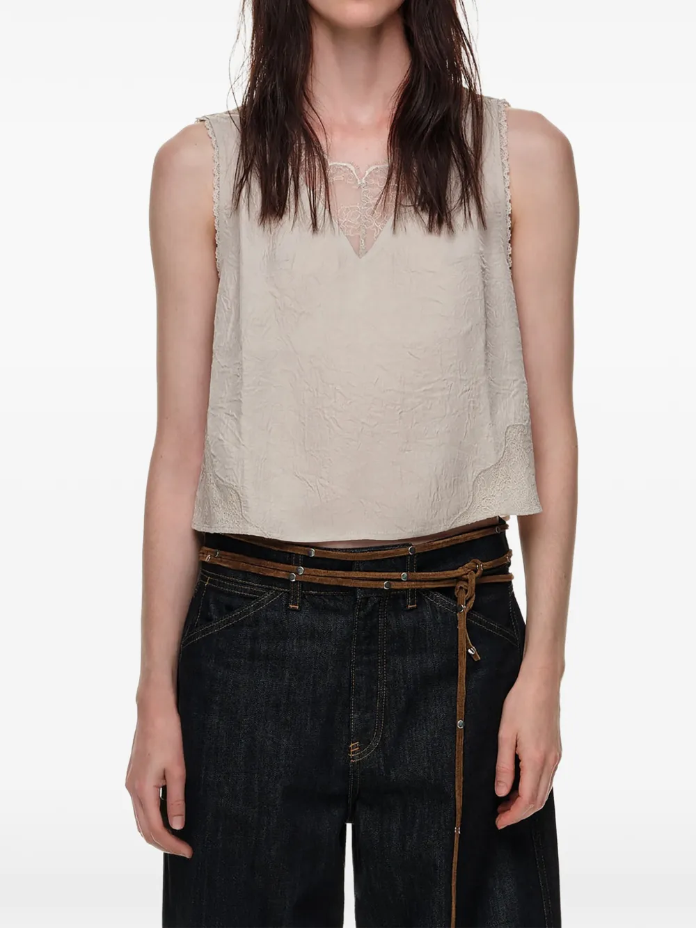 BIMBA Y LOLA Tanktop in lingeriestijl Beige