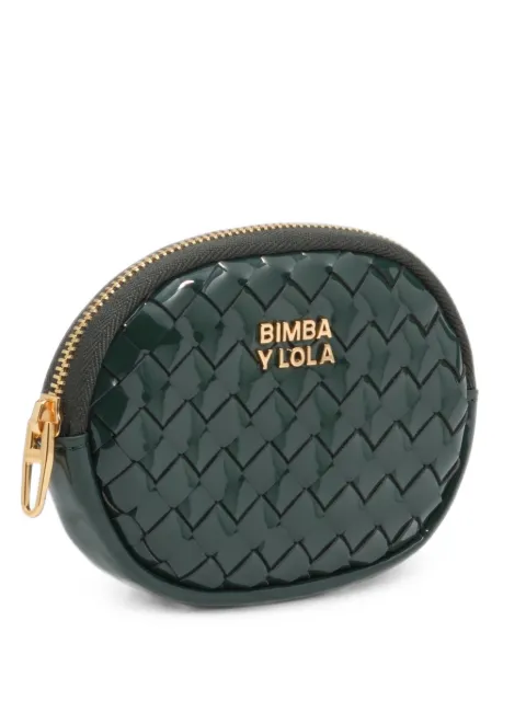 BIMBA Y LOLA Ovales Portemonnaie mit dunkelgrünem Flechtmuster