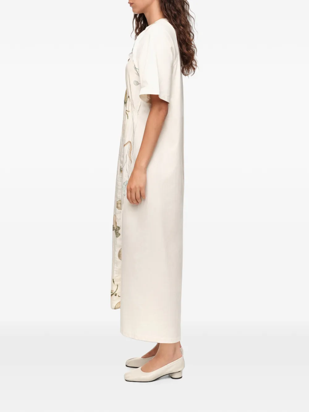 BIMBA Y LOLA Jurk met print en kanten details op het borststuk Beige