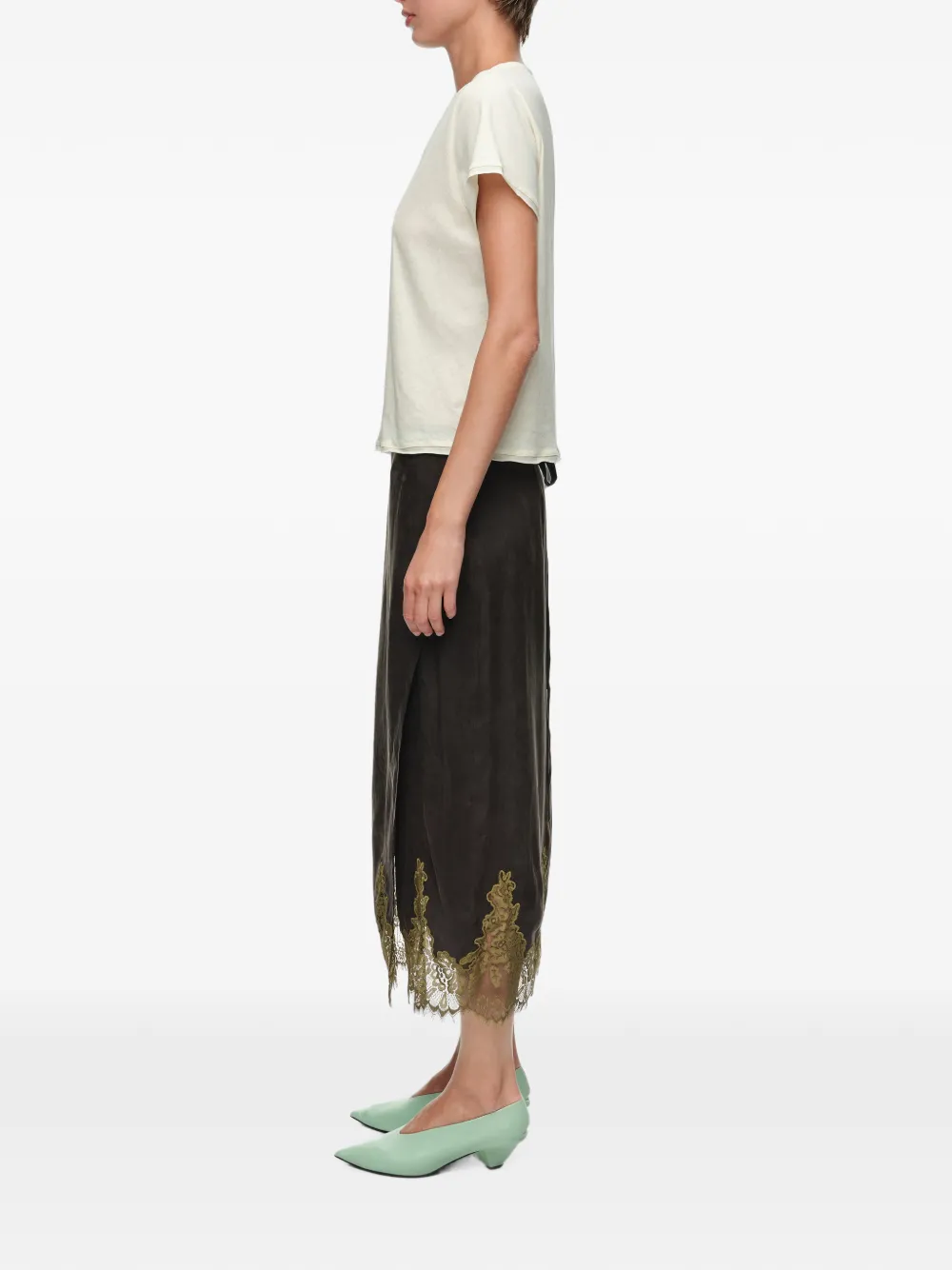 BIMBA Y LOLA Wikkelrok met kanten details en vervaagd effect Zwart