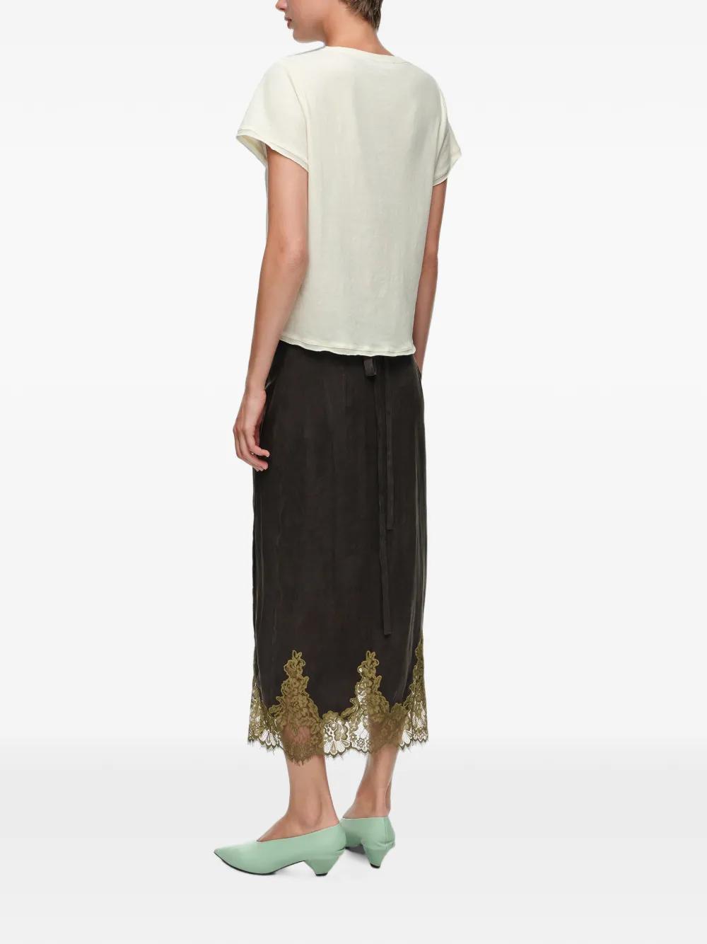 BIMBA Y LOLA Wikkelrok met kanten details en vervaagd effect Zwart