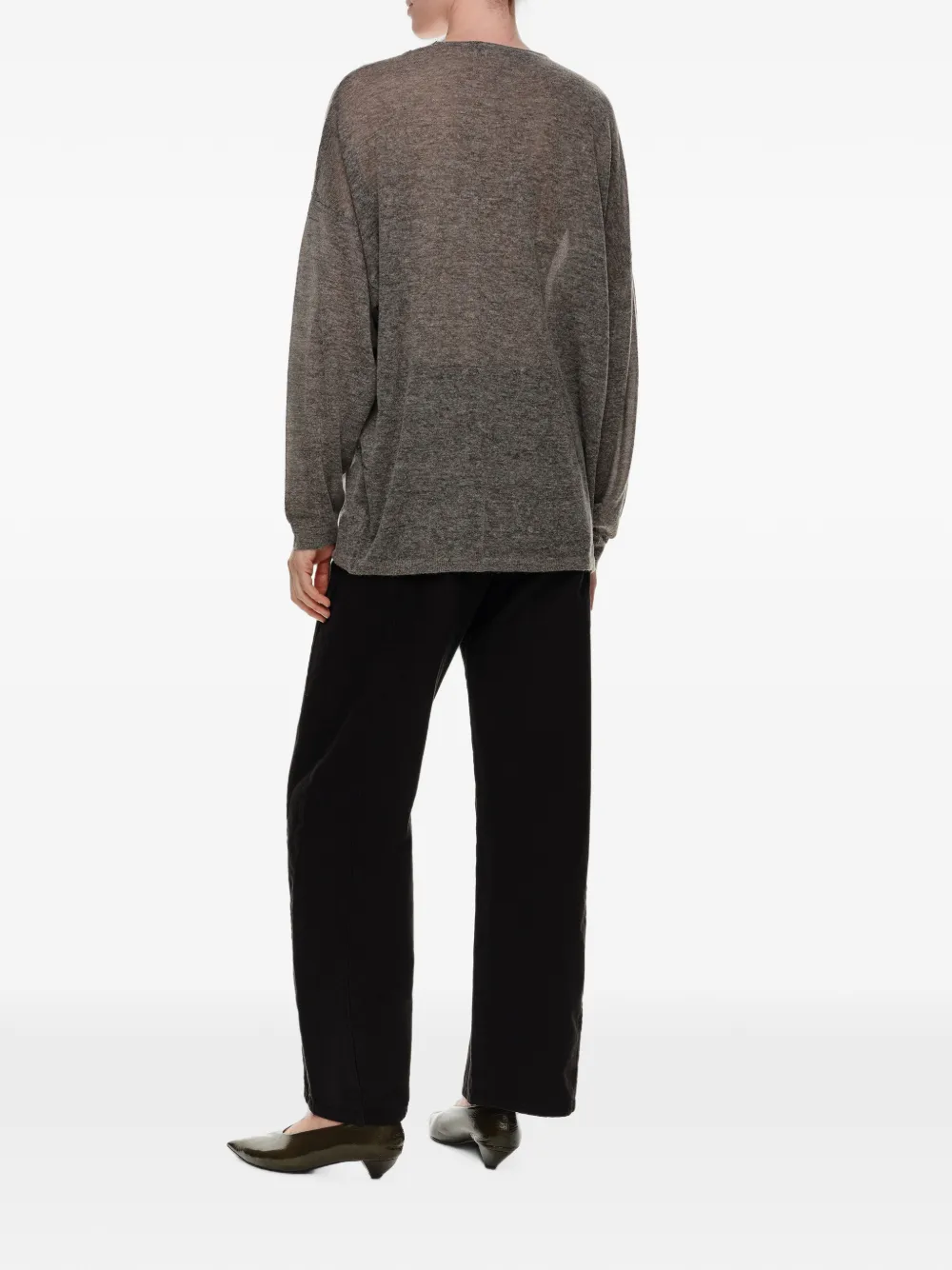 BIMBA Y LOLA Lang gemêleerd wollen vest met kant Grijs