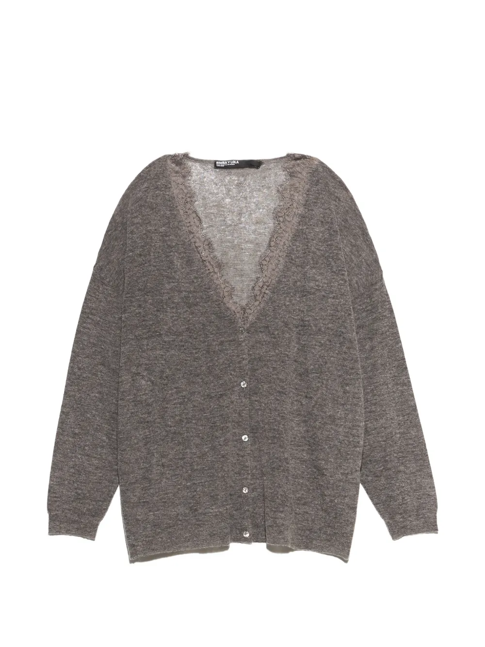 BIMBA Y LOLA long grey-melange wool and lace cardigan
