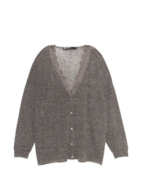 BIMBA Y LOLA  long grey-melange wool and lace cardigan