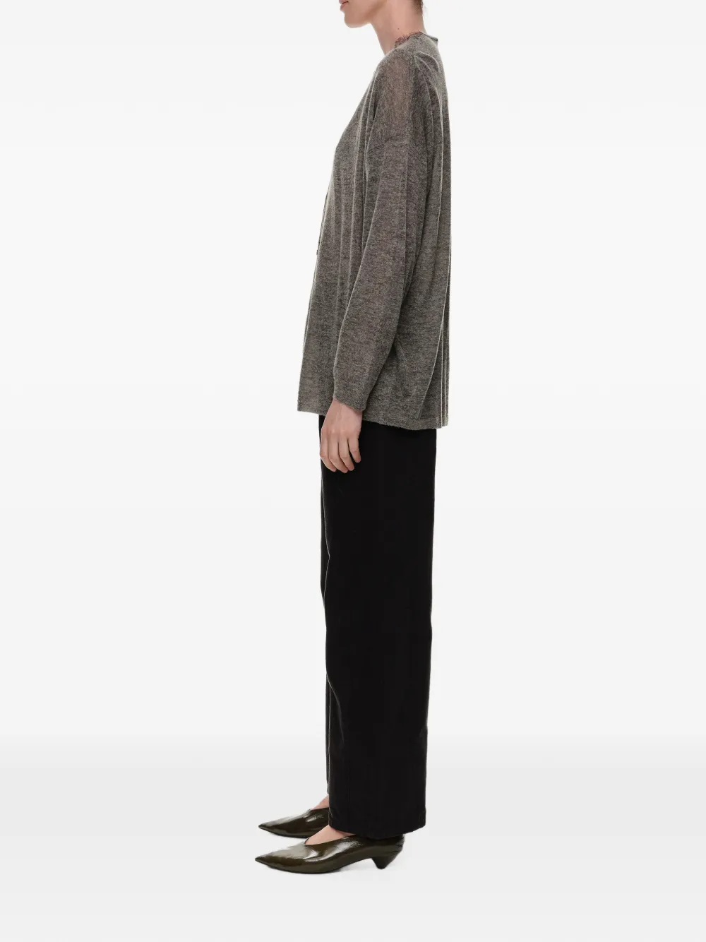 BIMBA Y LOLA Lang gemêleerd wollen vest met kant Grijs