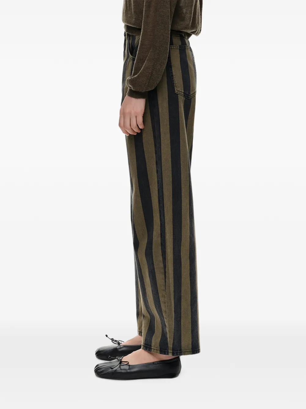 BIMBA Y LOLA Barrel gestreepte denim broek Groen