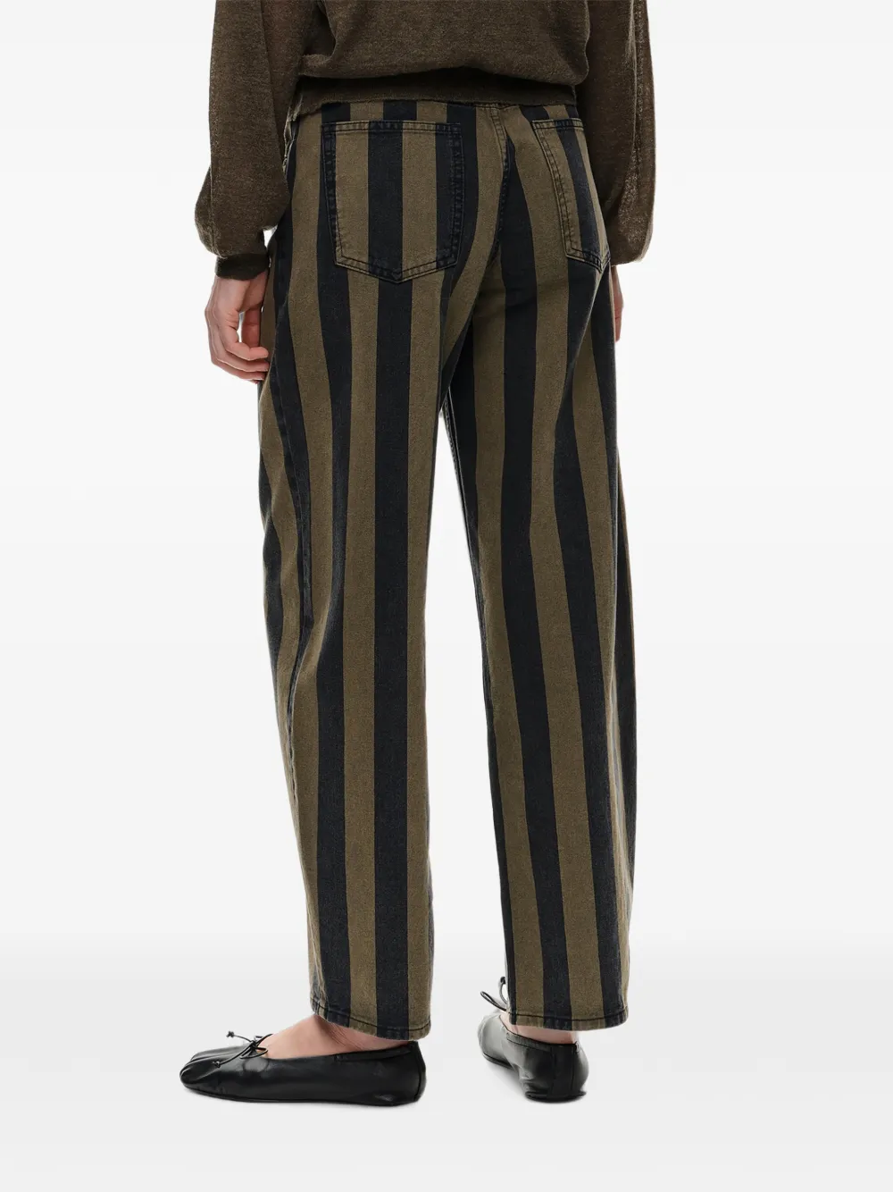 BIMBA Y LOLA Barrel gestreepte denim broek Groen