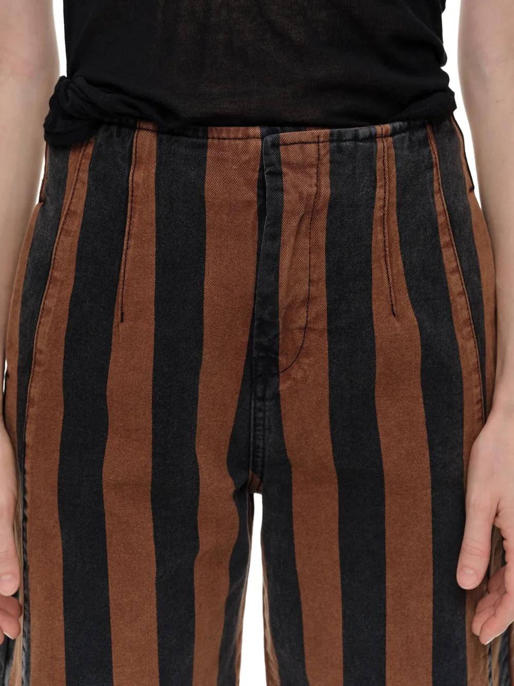BIMBA Y LOLA Barrel gestreepte denim broek met gesp Bruin