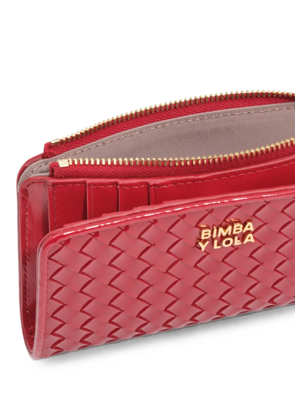 BIMBA Y LOLA Compacte gevlochten portemonnee Rood