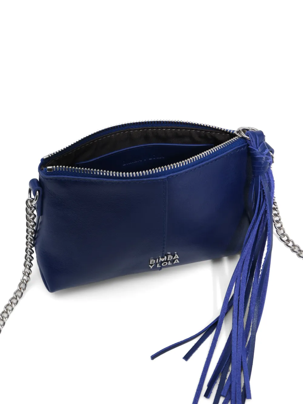 BIMBA Y LOLA Leren mini-tas met franje Blauw