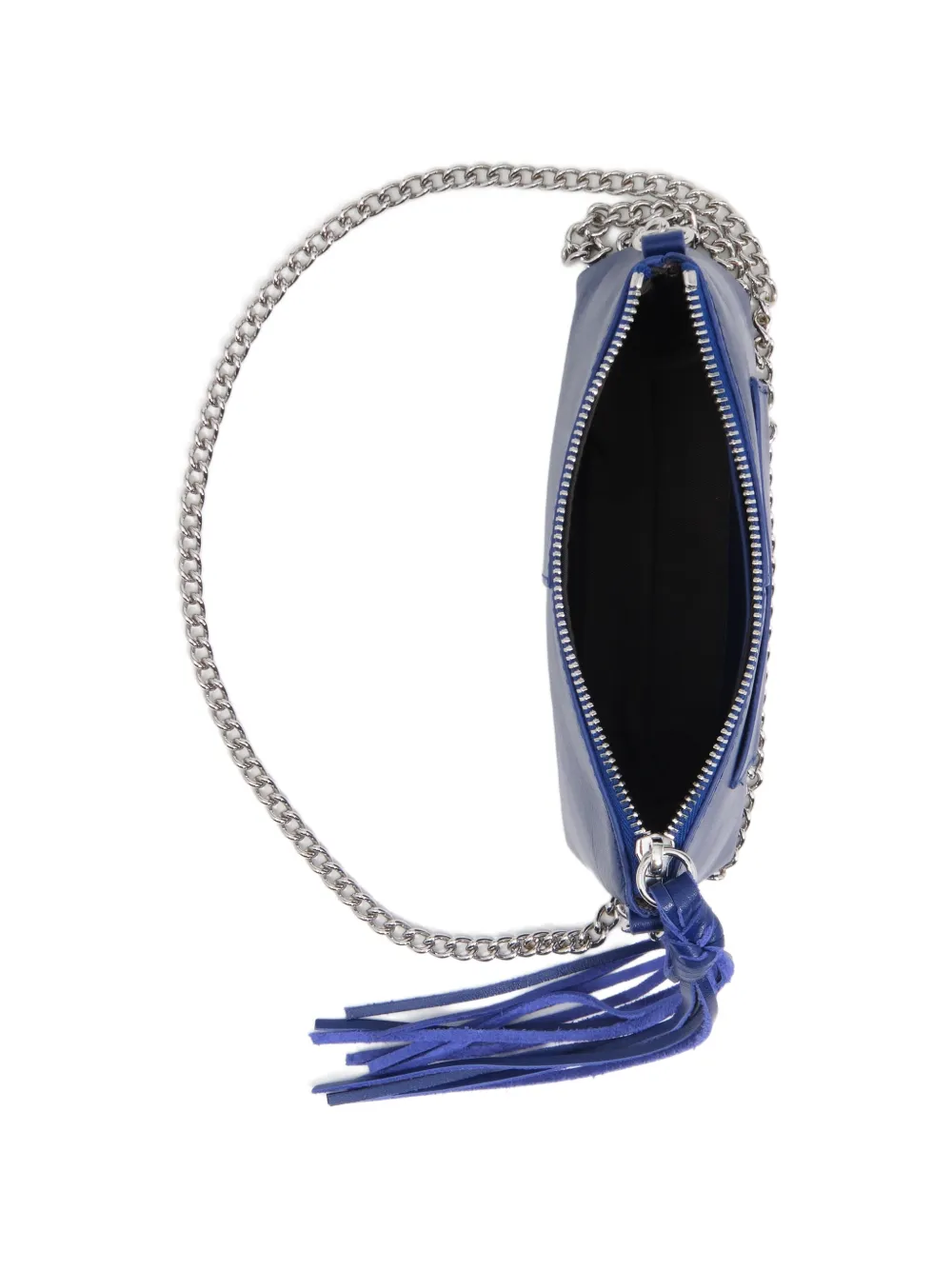 BIMBA Y LOLA Leren mini-tas met franje Blauw