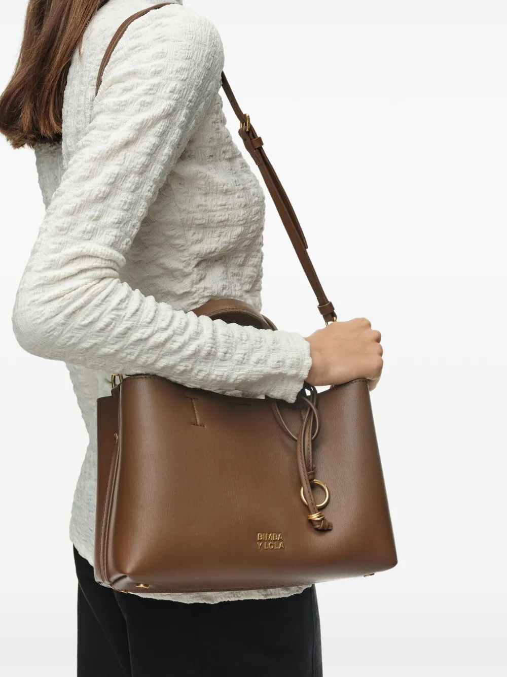 BIMBA Y LOLA Medium Chihuahua leren shopper Bruin