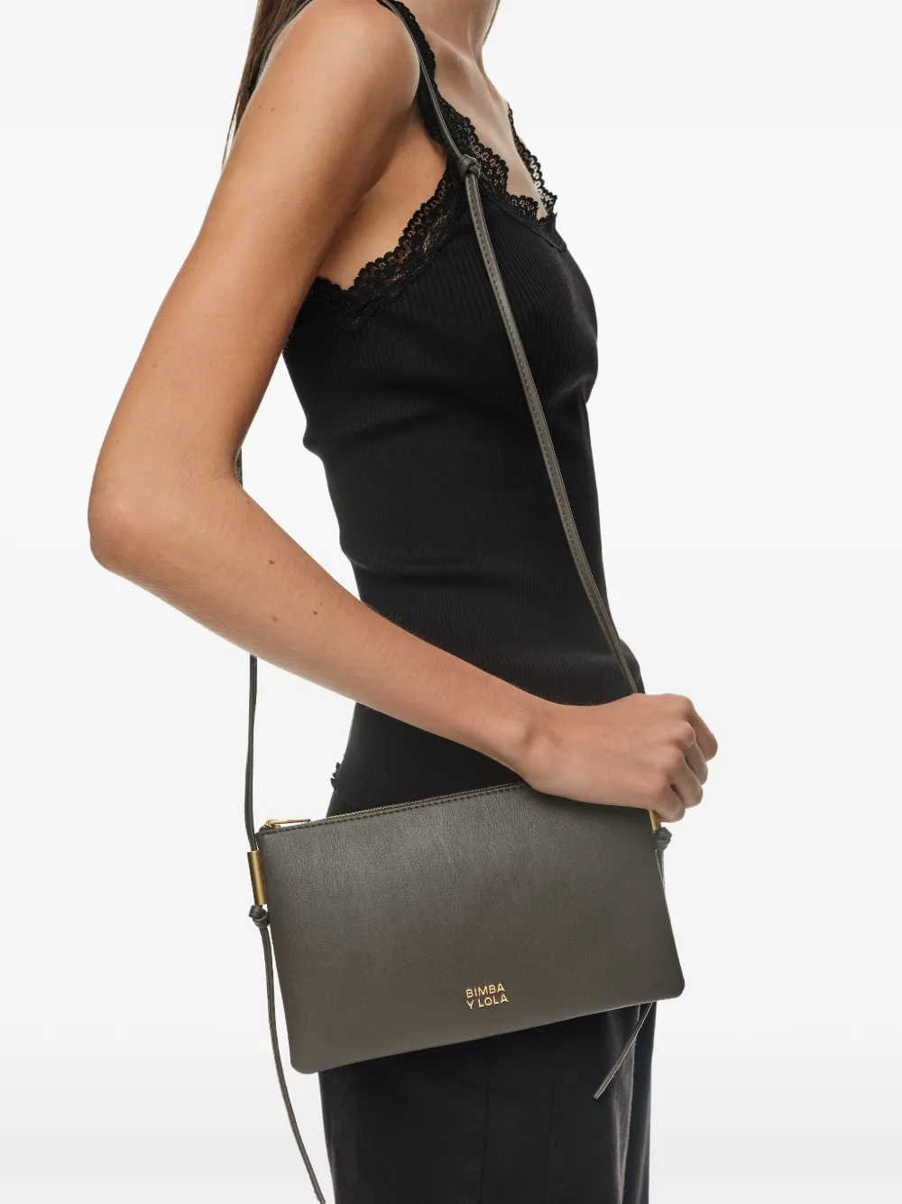 BIMBA Y LOLA Kleine leren clutch Grijs