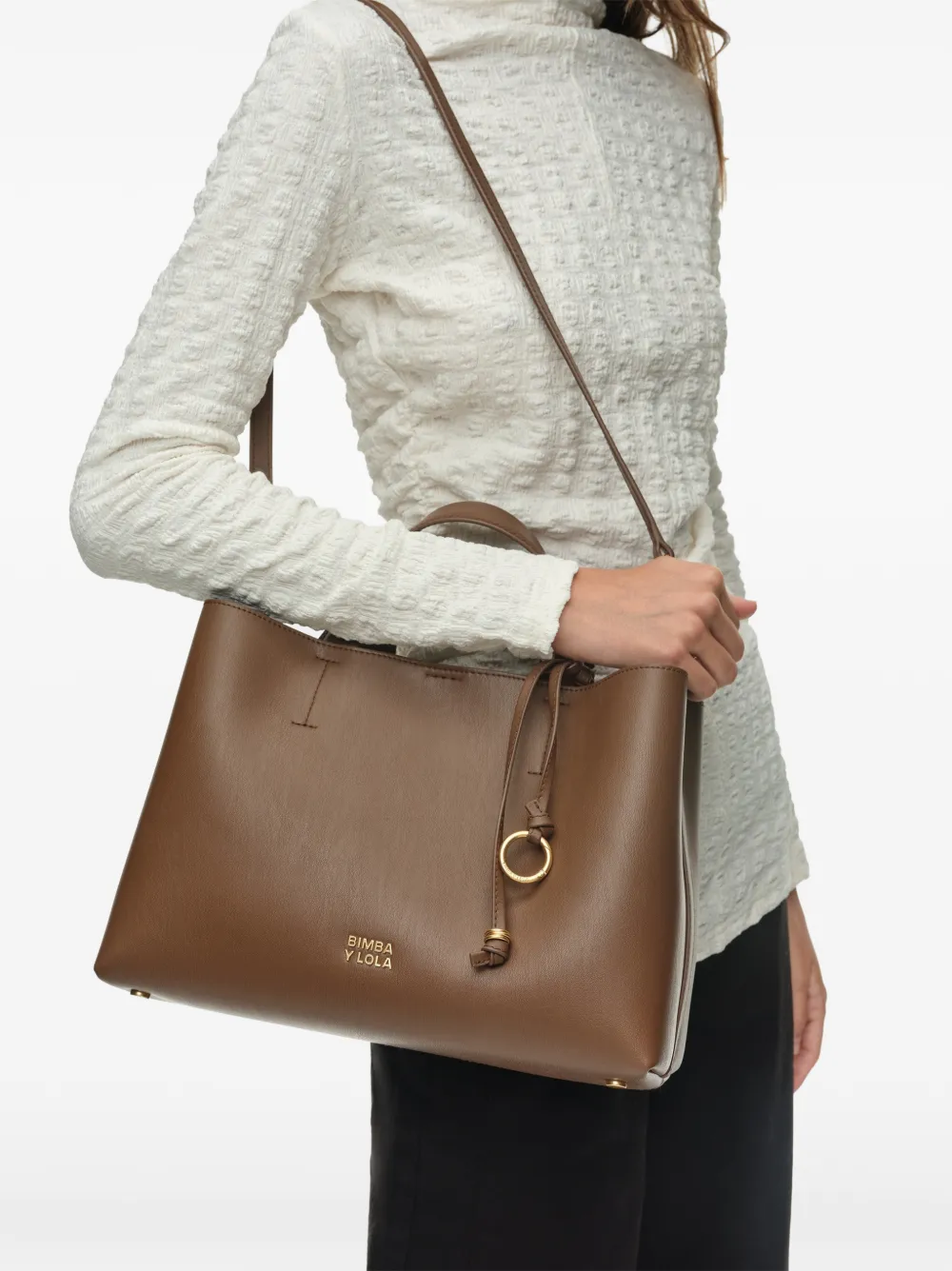 BIMBA Y LOLA Grote Chihuahua leren shopper Bruin