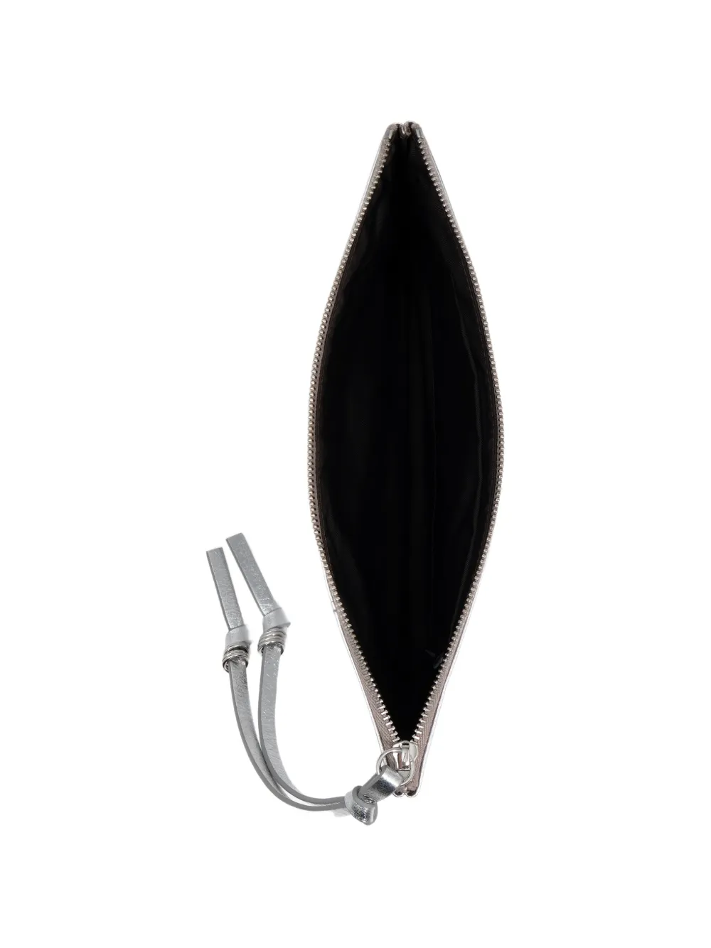 BIMBA Y LOLA Medium zilveren leren make-upclutch met rits