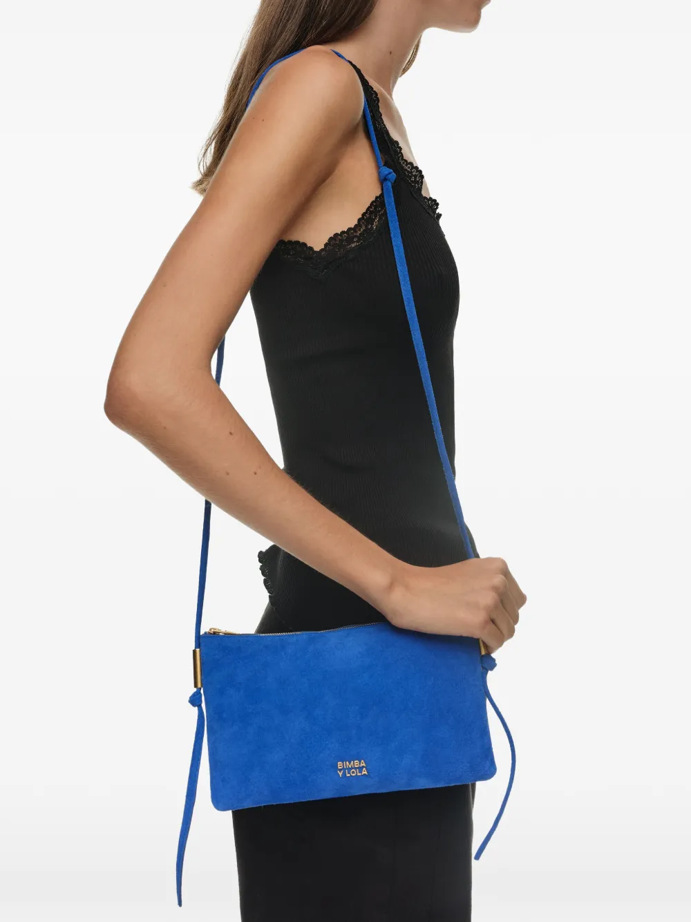 BIMBA Y LOLA Kleine suède clutch Blauw