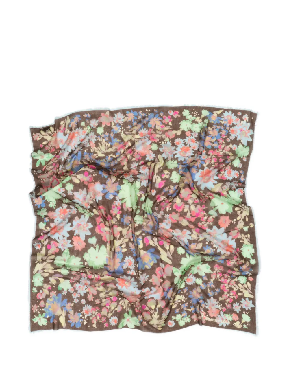 BIMBA Y LOLA Sjaal met bloemen in aquarelstijl Bruin