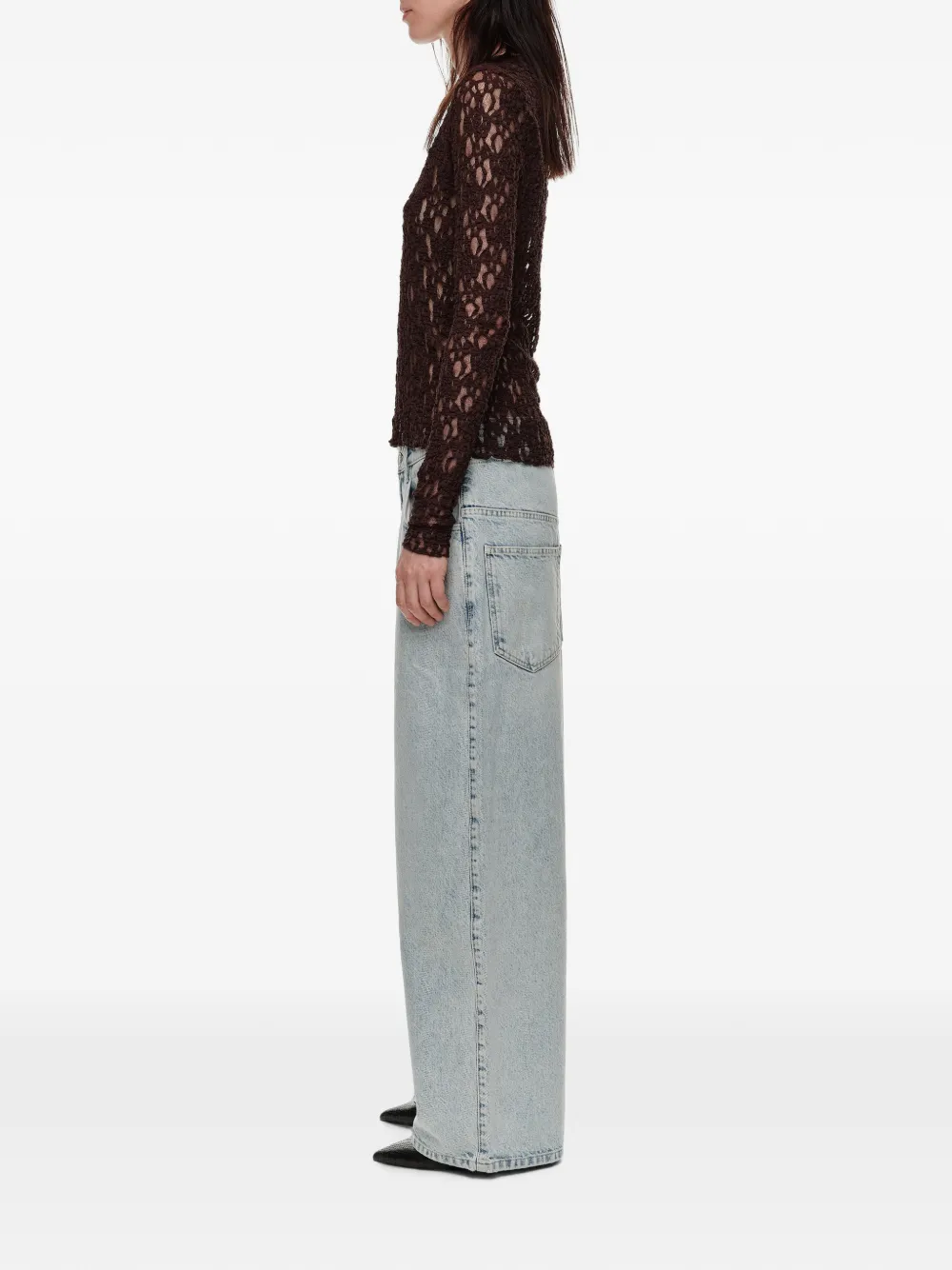 BIMBA Y LOLA Getailleerd T-shirt met kant Bruin