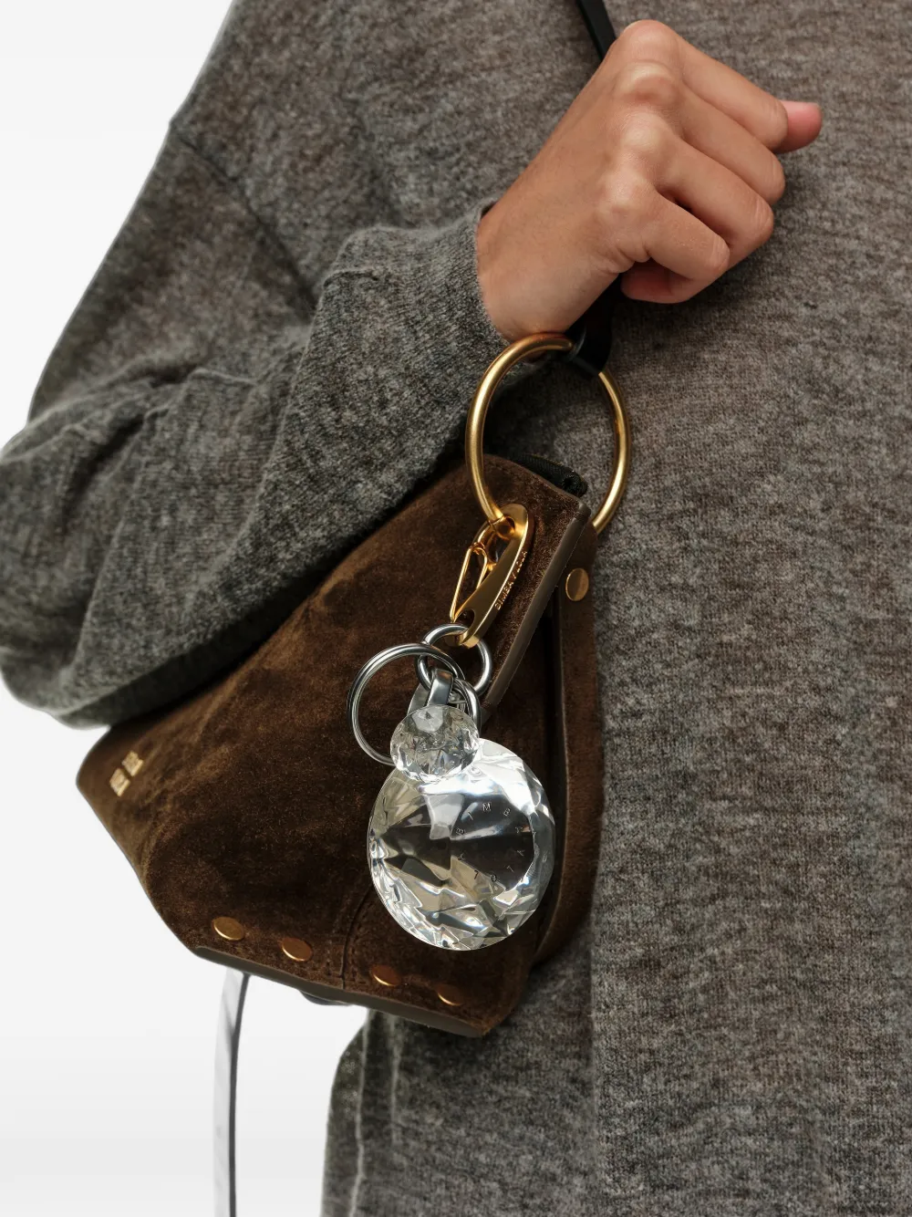 BIMBA Y LOLA Maxi-sleutelhanger van transparante hars met kristallen Zilver