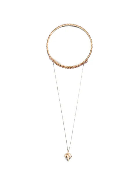 BIMBA Y LOLA crystal choker necklace with chain and gold bow