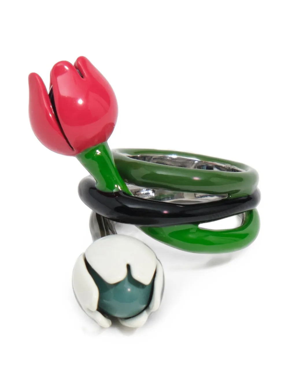 BIMBA Y LOLA Anello in argento con tulipani smaltati