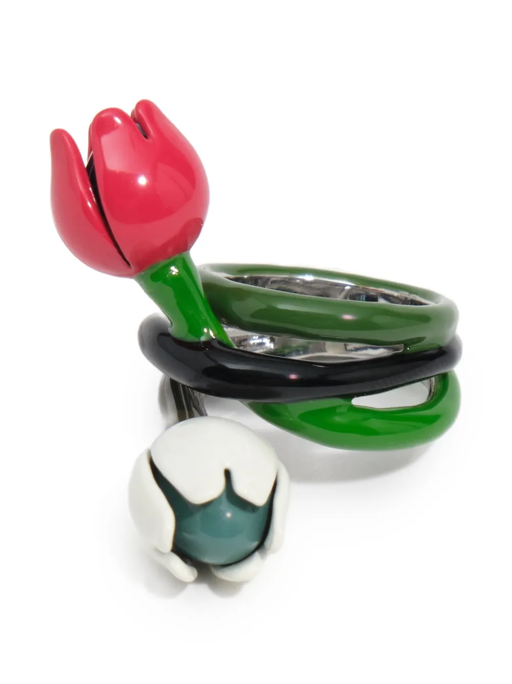 BIMBA Y LOLA Anello in argento con tulipani smaltati