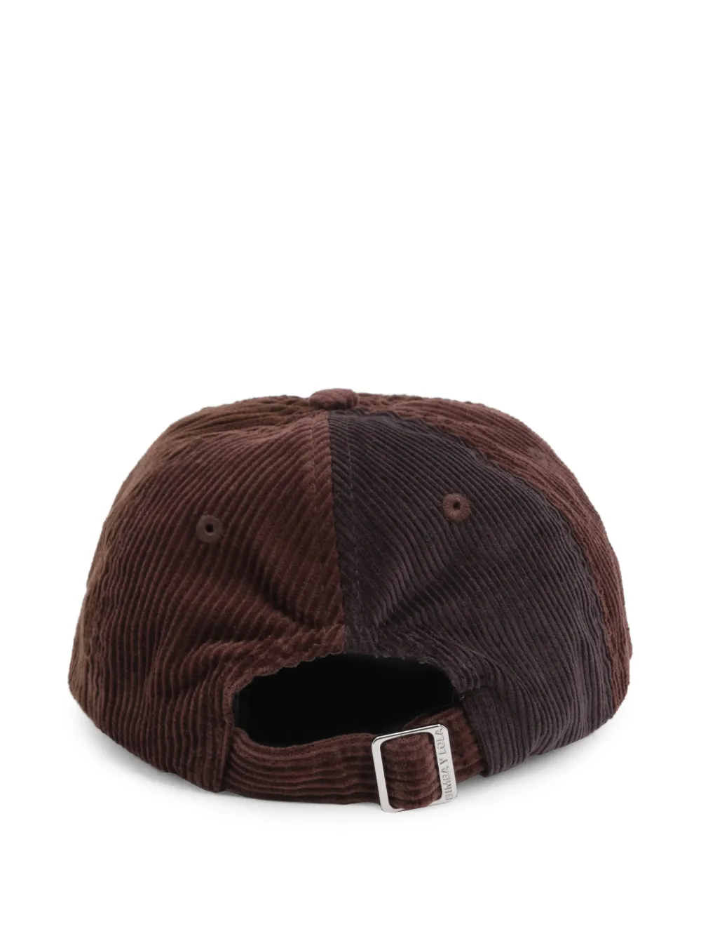 BIMBA Y LOLA Bruine ribfluwelen pet met patchwork