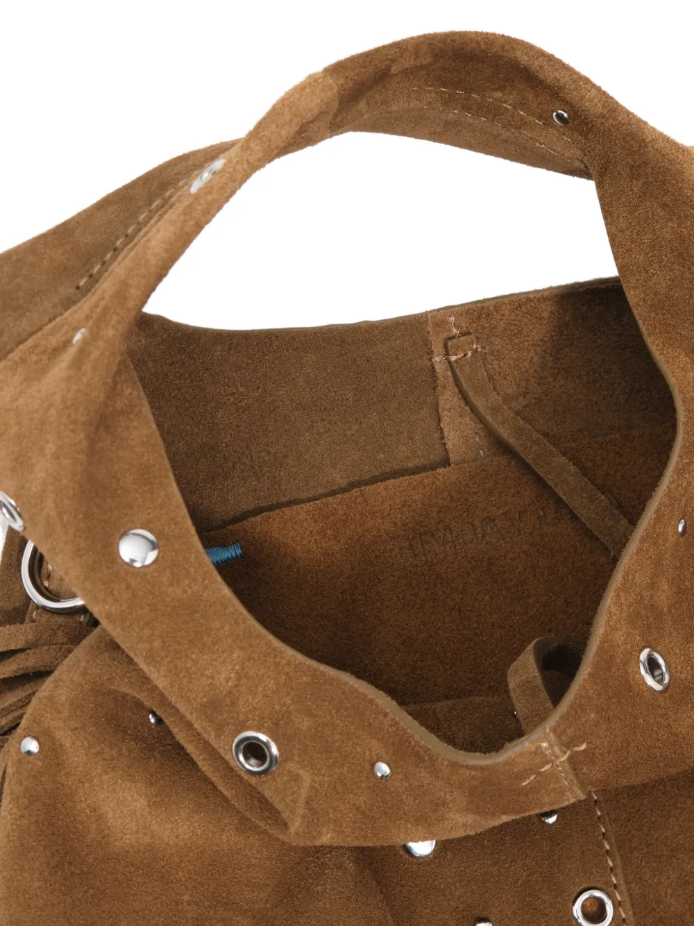 BIMBA Y LOLA Kleine Paper suède tas met franje en studs Bruin