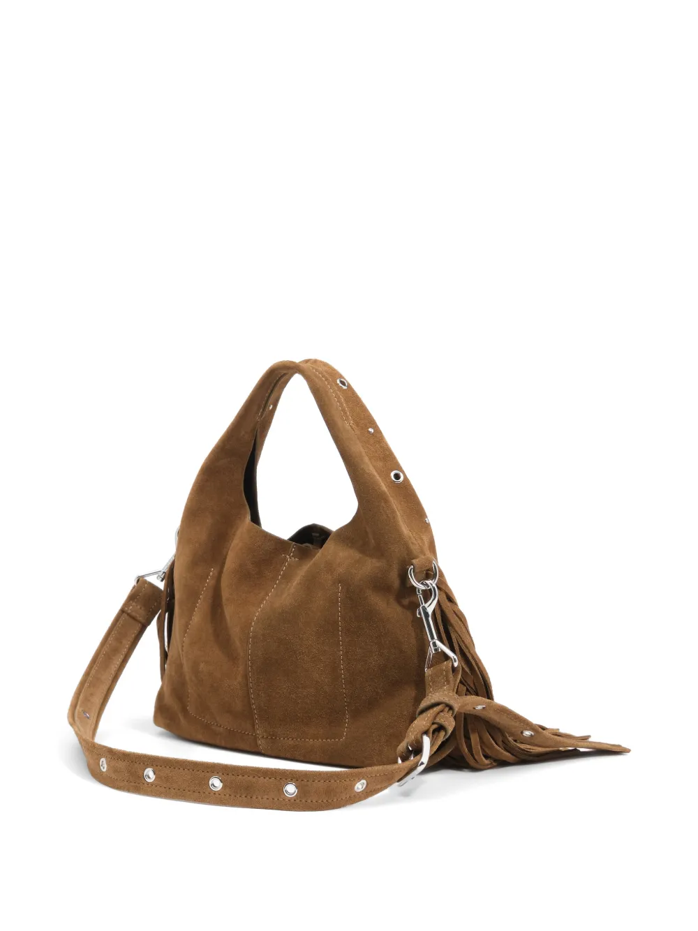 BIMBA Y LOLA Kleine Paper suède tas met franje en studs Bruin