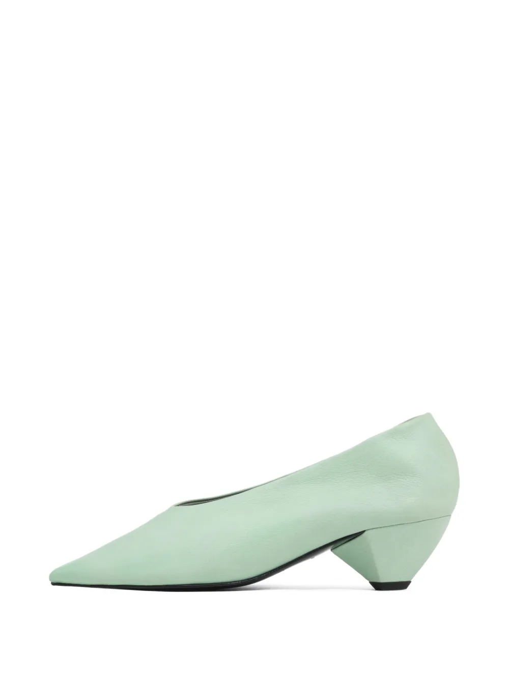 BIMBA Y LOLA aqua-green leather mid-heel court shoes