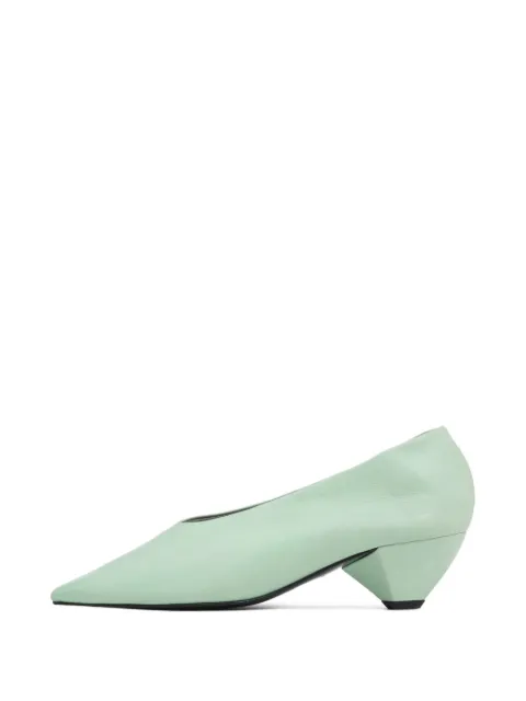 BIMBA Y LOLA aqua-green leather mid-heel court shoes